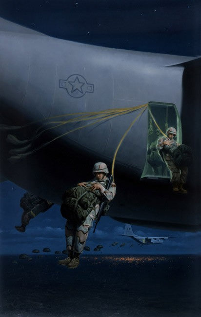 "82nd Airborne Night Drop" limited edition fine art print by Larry Selman