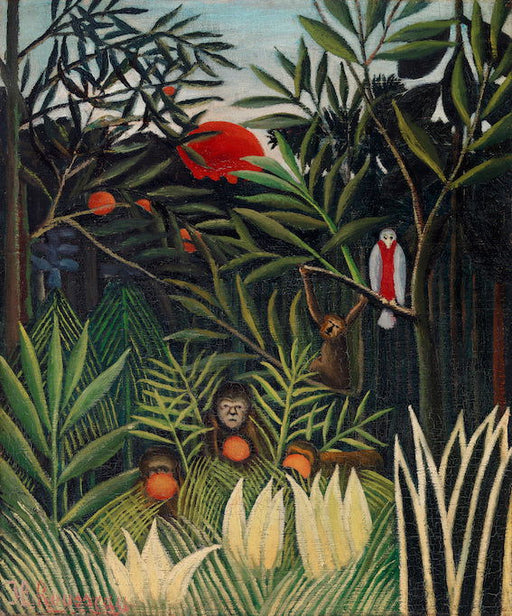 Monkeys and Parrot in the Virgin Forest by Henri Rousseau - Vladimir Arts USA Inc
