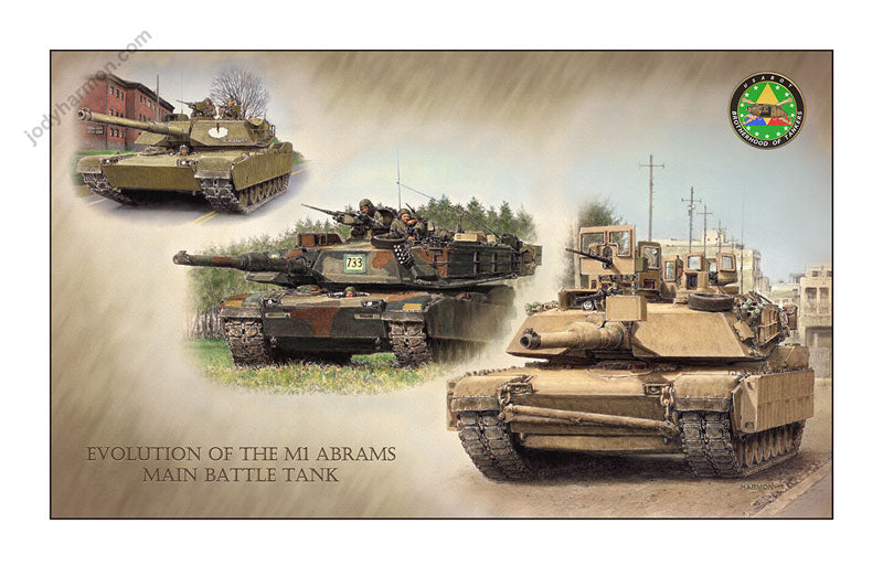 Evolution of the M1 Abrams Main Battle Tank by Jody Harmon Framed
