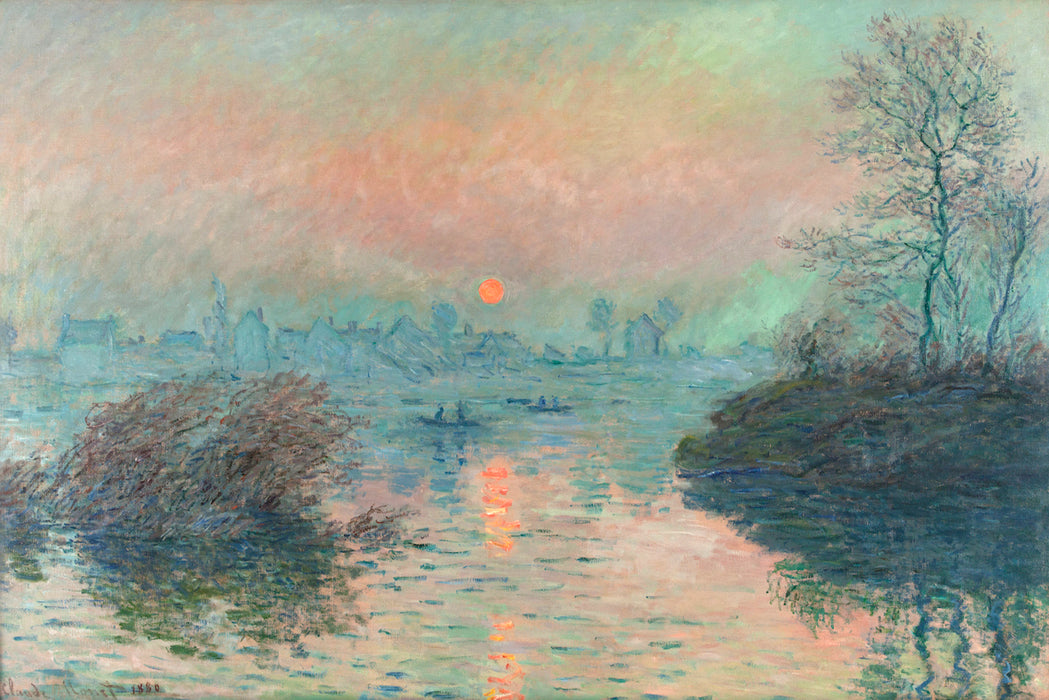 Sun setting on the Seine at Lavacourt by Claude Monet